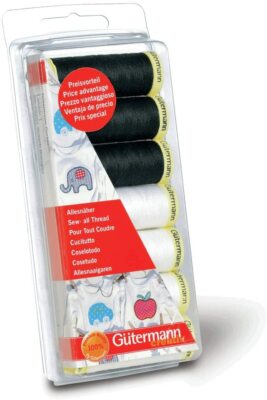 Gutermann Polyester Nähgarn Set Nähen - alle 7 Spulen x 100m - schwarz-weiß 
