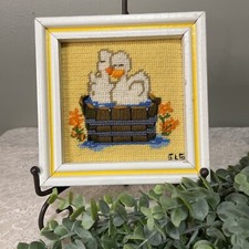 vintage wooden Needle Point picture