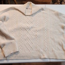 Loft Cable Knit Mock Neck Sweater in Ivory