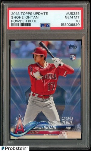 2018 Topps Update Powder Blue #US285 Shohei Ohtani RC Rookie 45/50 PSA 10 POP 3