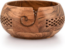 Yarn Storage Wooden Yarn Bowl Hand Made for Knitting and Crochet Crocheting A...