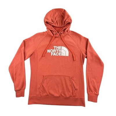 The North Face Hoodie Womens Large Orange Fleece Pullover Kangaroo Pocket Logo