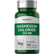 Magnesium Chloride Tablets | 520mg | 100 Count | Non-GMO | by Piping Rock