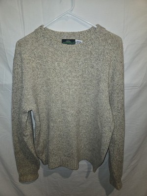 REI Peak Value Sweater Mens L Ragg Wool Beige Crew Neck Pullover Knit Vintage