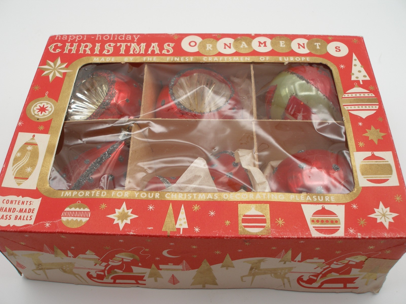 6 Christmas Hand Decorated Glass mica Hand Made Ornament European L4