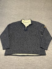Orvis Mens Sweater Size XXL Blue Fleece Sherpa Lining Quarter Zip Pullover
