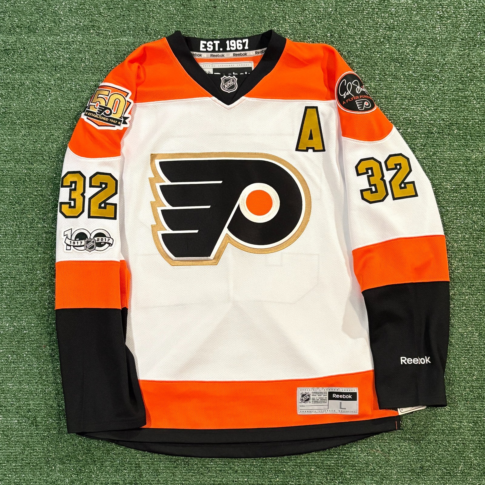 Mark Streit Philadelphia Flyers Reebok Premier Anniversary Jersey - Sz. L thumbnail 2