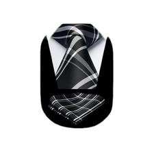 HISDERN Ties for Men Black Extra Long Tie and Pocket X-Large, B1-black 3