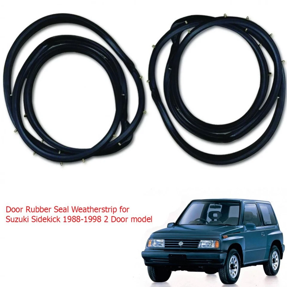 Par de goma de sello de puerta resistente a la intemperie para Chevrolet Chevy Geo Tracker 1989-1998 GMC Foto 3 de 4