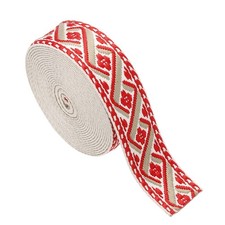 4.75Yards Cotton Webbing Strap 38mm Jacquard Webbing Strap, White-Red
