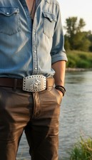 Men Women Western Fashion Belt Buckle Silver Metal Rodeo Horse Animal Country