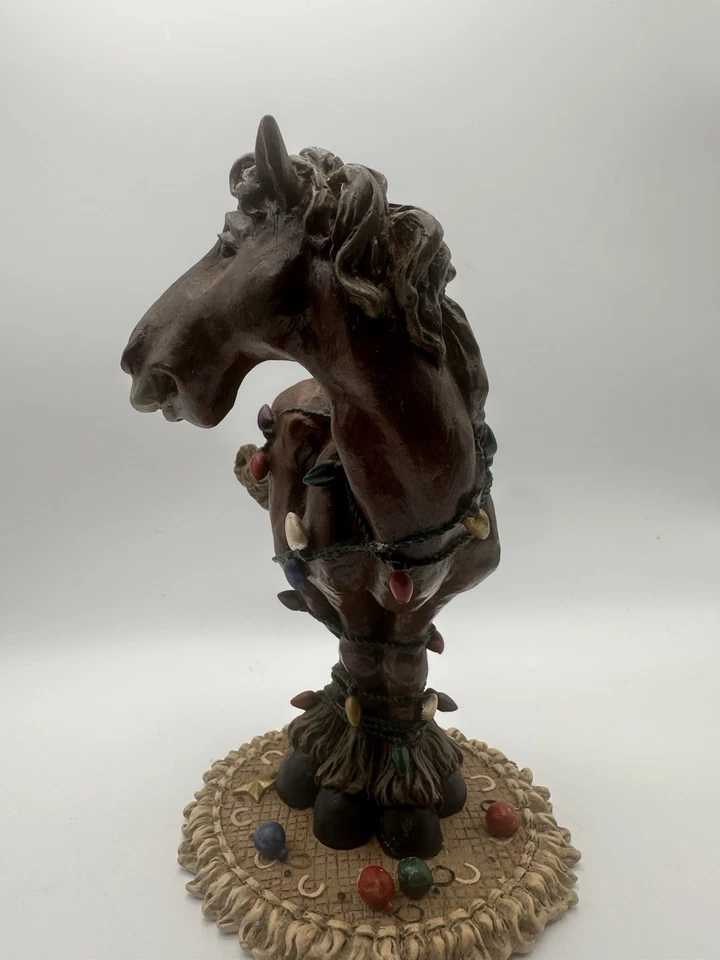 Vntg Elmer Horse Tangled in Lights Christmas Figurine Montana Silversmiths A7 - Image 2 of 4
