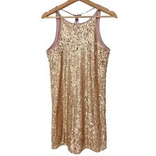 Forever 21 Gold Sequin Halter Neck Party Dress Size S