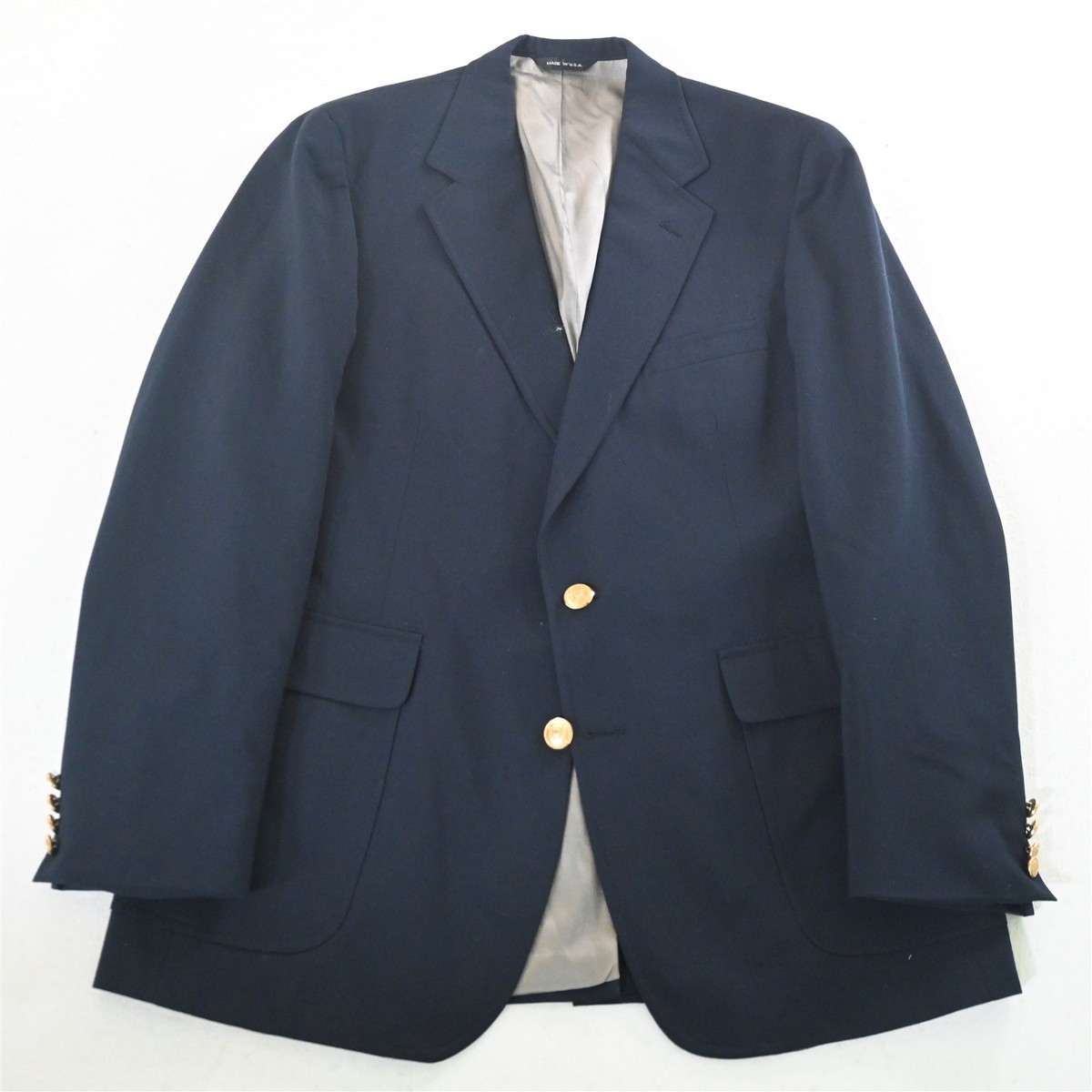 polo by ralph lauren SUIT スーツ vintage Vtg Polo University Ralph Lauren 42R Navy Hospack Gold Button Wool