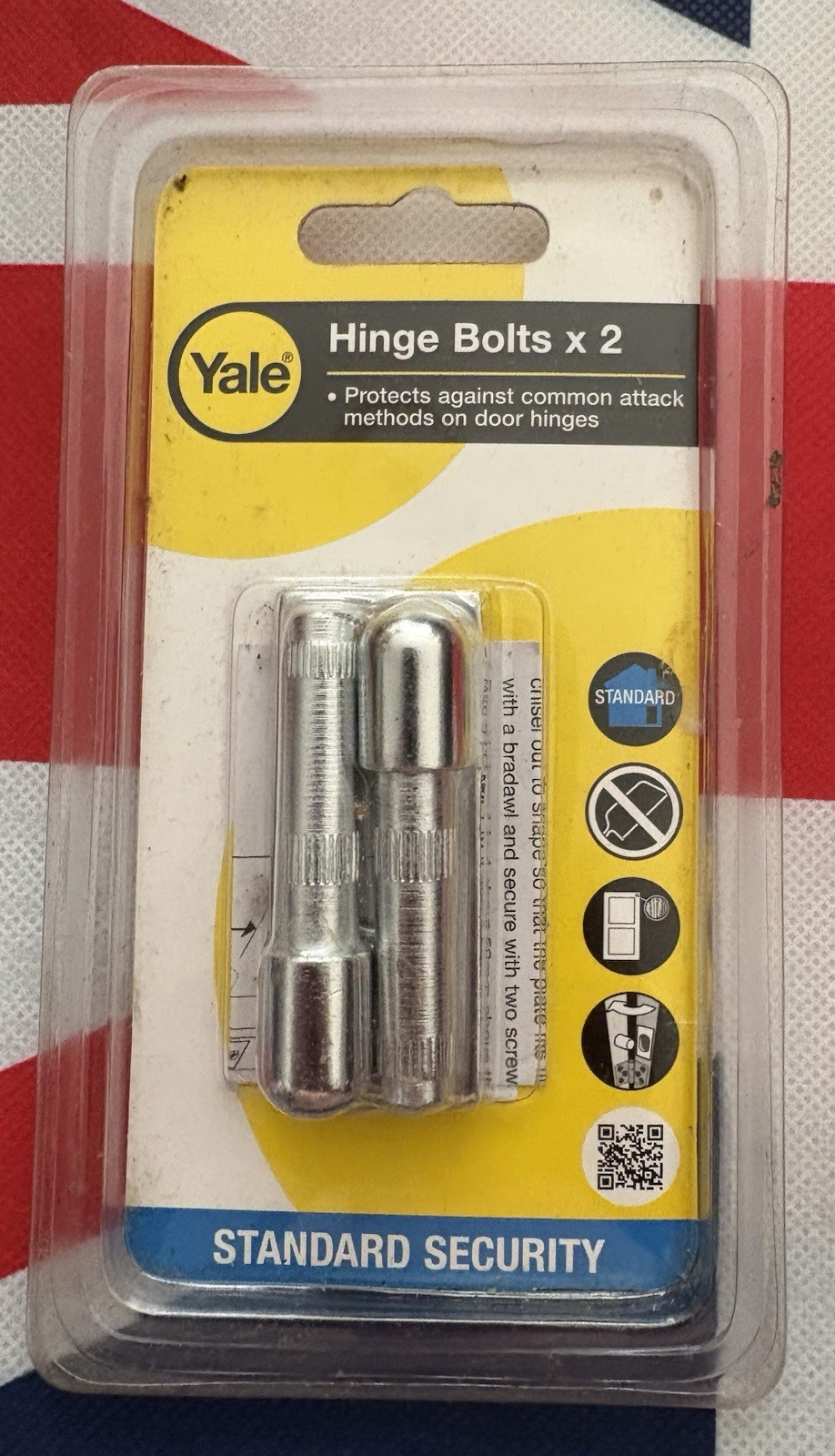 Yale 2 X Locks P125SC Hinge Bolts - Zinc Plated Protect Against Common Attack