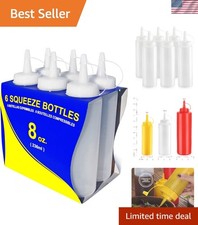 Squeeze Bottles, Plastic, 8 oz, Clear, Pack of 6