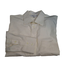 Burberrys Shirt Mens 16.5 -34 Made In USA Classic cream ivory Button down vtg