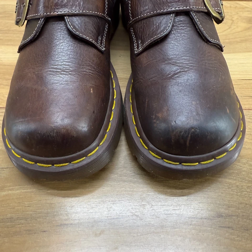 Zapatos gruesos de cuero marrón vintage Dr Martens Monk Strap para mujer 9 Y2K 3A78 Foto 4 de 4