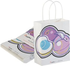 Kraft Paper Gift Bags with Handles Bulk 8pcs 7x3x8.8inches White Paper Bags, for