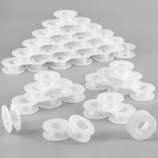 40 Pack Empty Plastic Spools for Storing Chains and Ribbons White Wire Weaving B