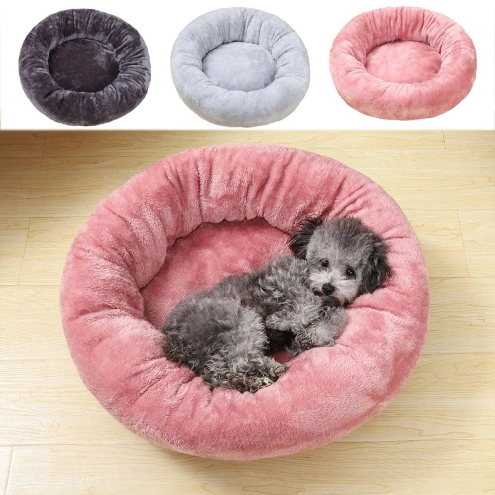 Pet Bed Comfortable Donut Round Dog Kennel Soft Washable Dog Cat Cushion Bed