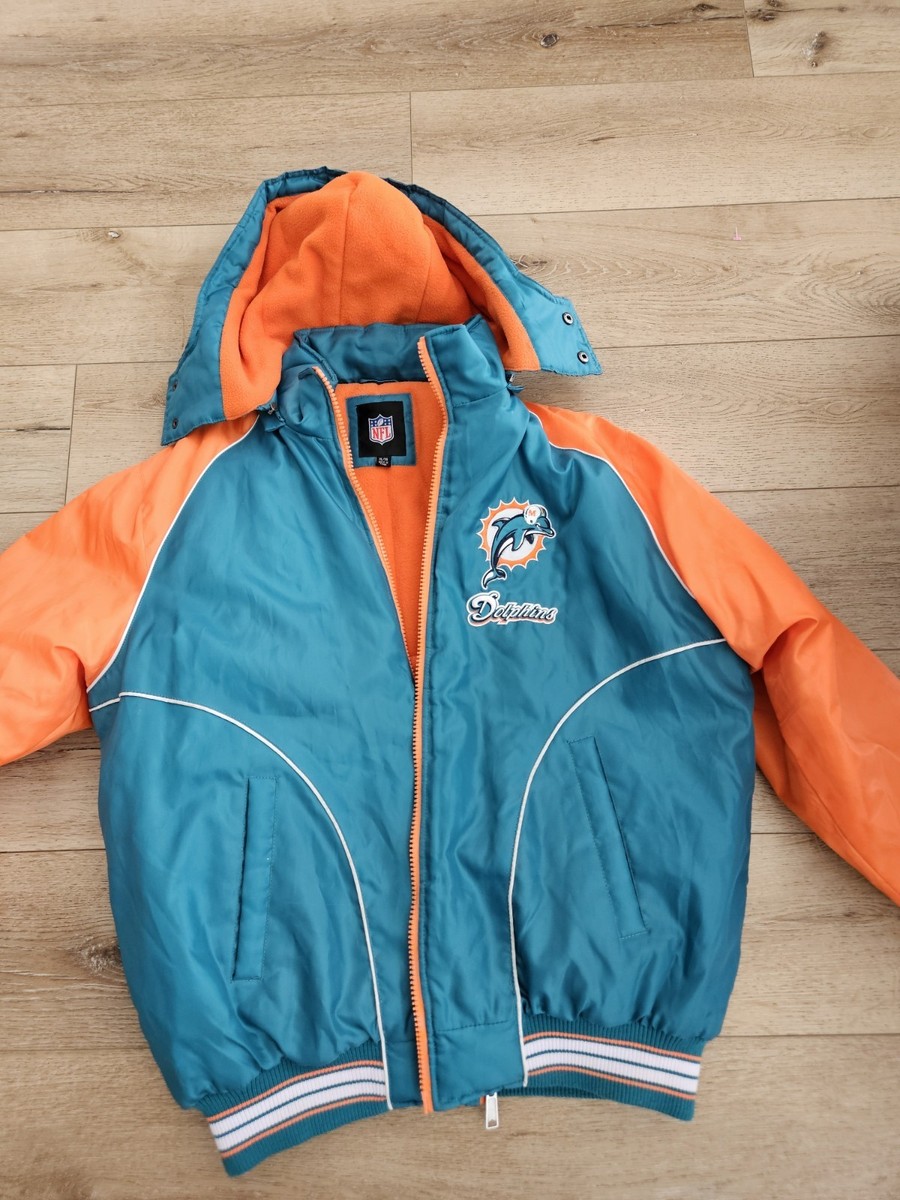 NFL Miami Dolphins Mens Heavy Hoodie Jacket Full Zip Spellout