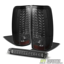 Smoke 1999-2002 Chevy Silverado 1500 2500 LED Tail Lights+LED 3rd Brake Lamp Set