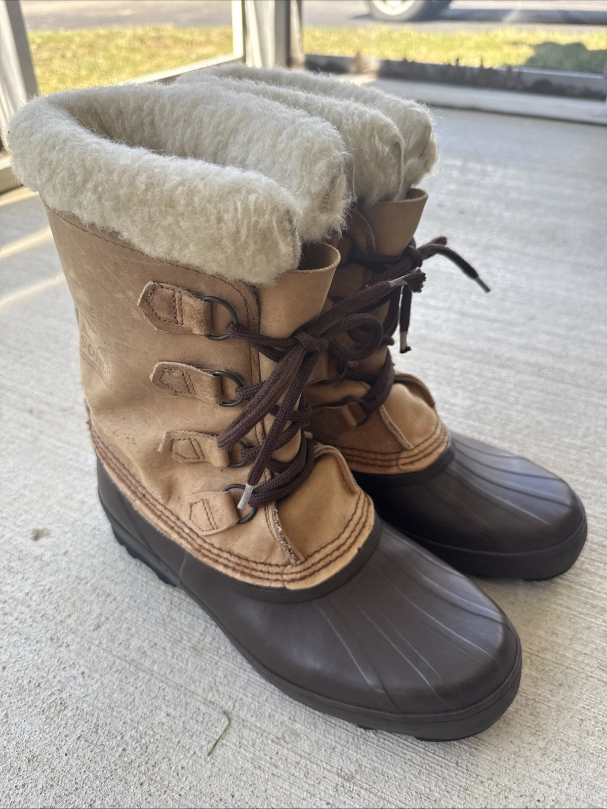 Sorel Alpine Winter Snow Boots Men's 10 US Brown Leather Upper Rubber Soles