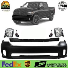 Front Bumper Cover Fog Light Assembly Kit For 2013-2018 Dodge Ram 1500 