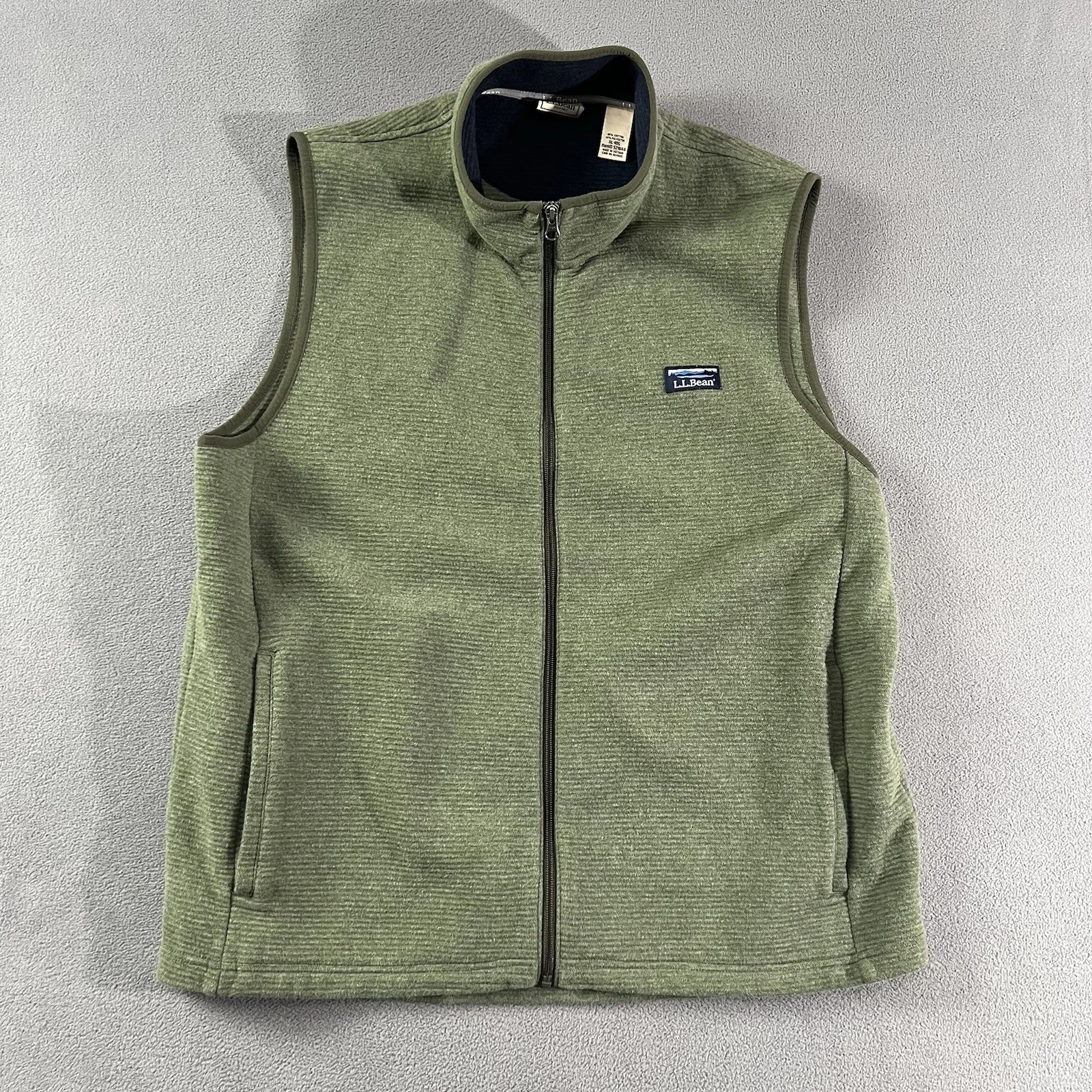LL Bean Vest Men's XL Green Lakewashed Double-Knit Casual Outdoor Pockets