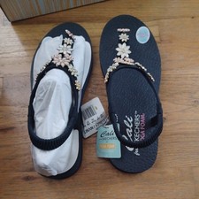 Skechers Meditation Happy Daisies Navy Multicolor Women Sandal Slingback size 10