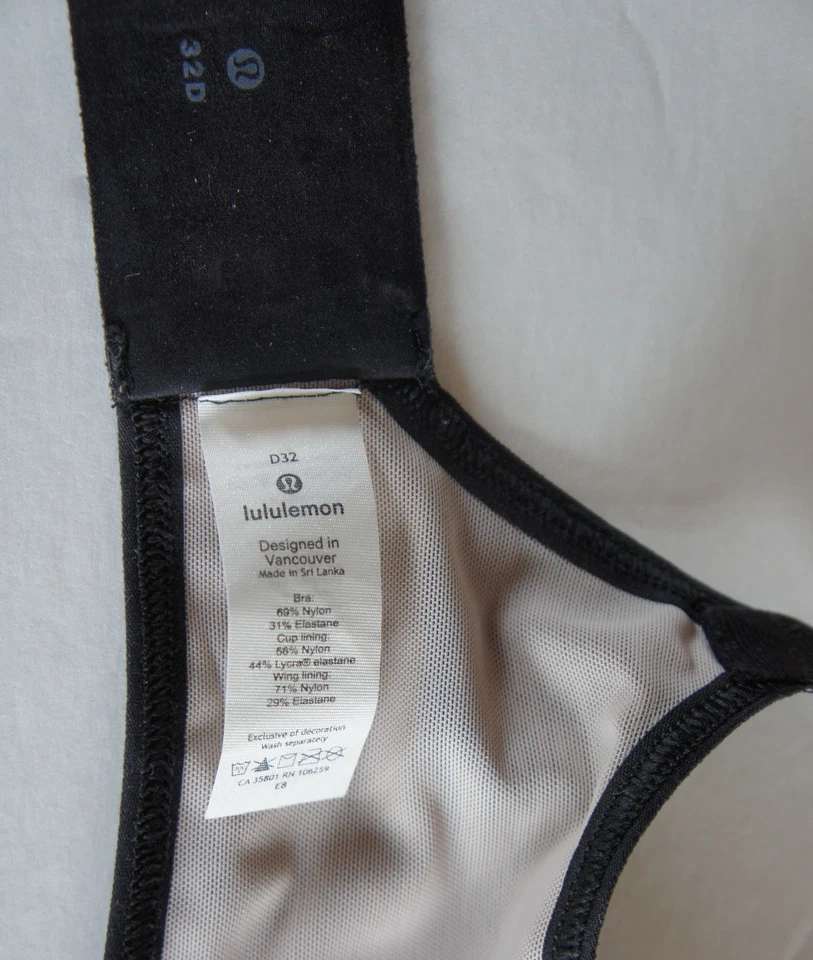 LULULEMON Black Lace "Like Nothing" Yoga Lightweight Sports Bra Size 32D - Image 4 of 4