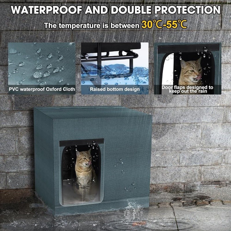 Heated Outdoor Cat House Insulated Weatherproof Shelter Feral Stray Cats New