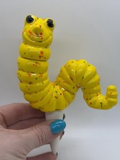 Vintage Ceramic Yellow Worm Speckled Orange/G...