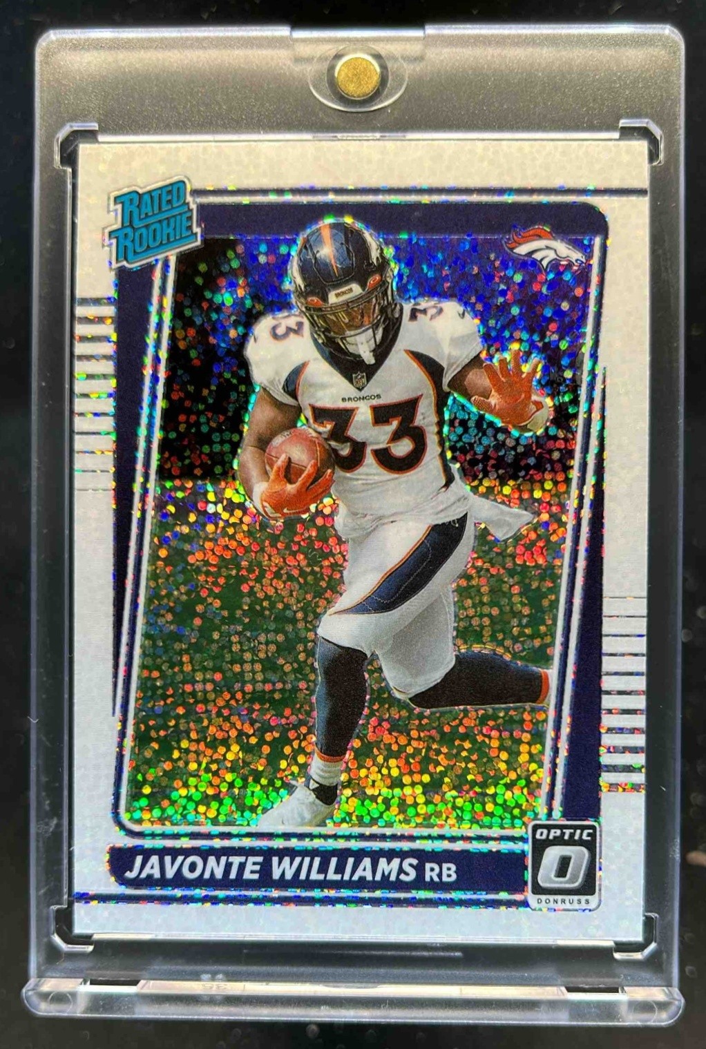 2021 Donruss Optic Javonte Williams White Sparkle Rated Rookie #215 Broncos