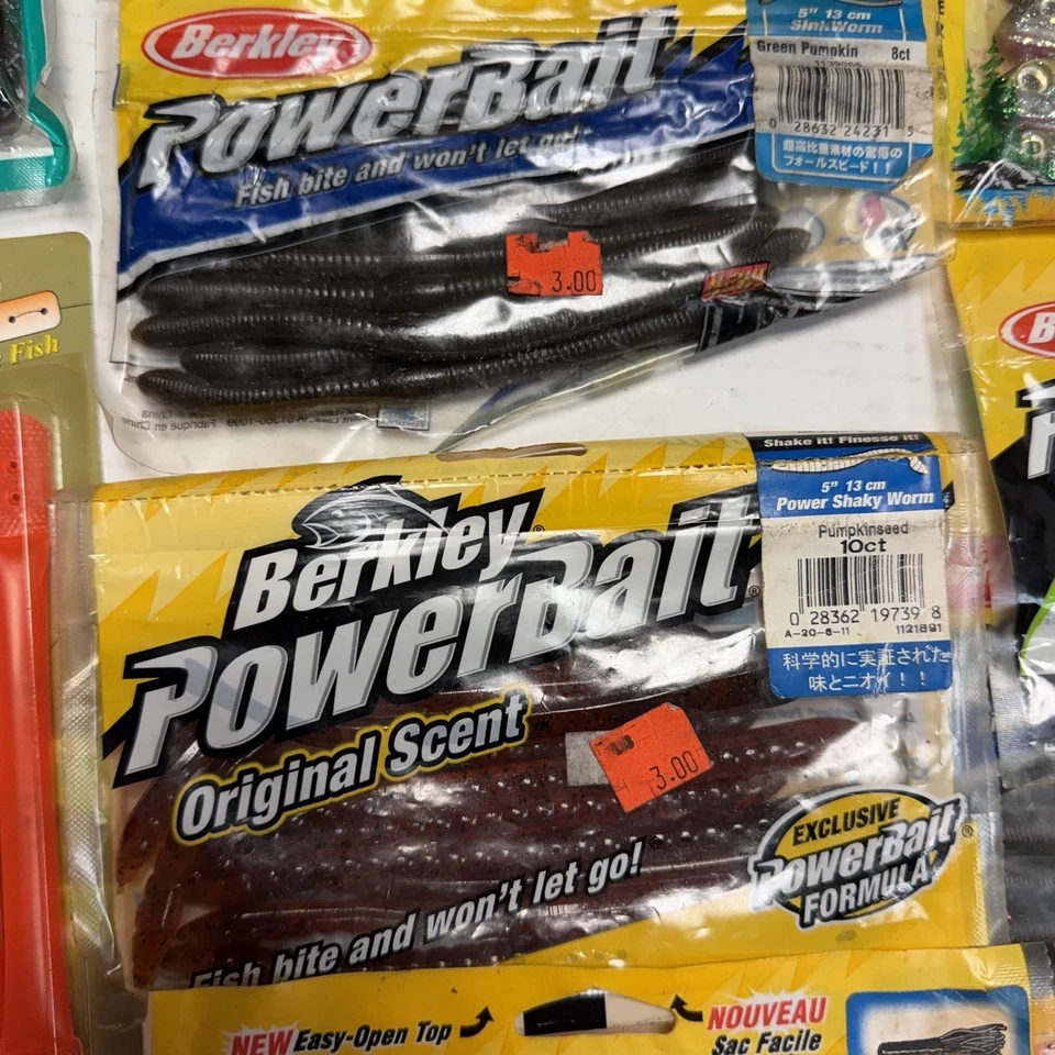 Lote 20 Paquetes Señuelos Plástico Suave Pesca de Lubina Zoom Yum Powerbait Gusanos Variedad Foto 3 de 4