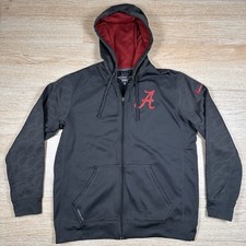 Alabama Crimson Tide Nike Gray Hoodie Therma Fit Sweatshirt Mens Large Full Zip