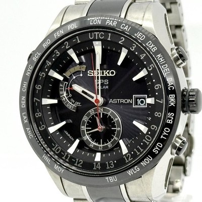 Seiko Astron 7X52-0AF0 CE/TI SBXA015 Schwarz Solar Funkgesteuert Aus Japan