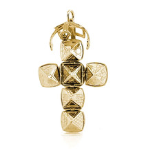 925 Sterling Silver & 14ct Gold Masonic Orb Cross Ball Pend Charm Med Size 40x24