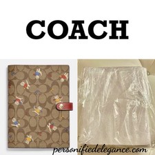 NEW Coach Signature Coated Canvas Leather Kittens With Mittens Notebook Journal