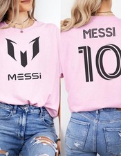 Kids Messi Soccer T-Shirt Pink Graphic Tee Football Gift Youth