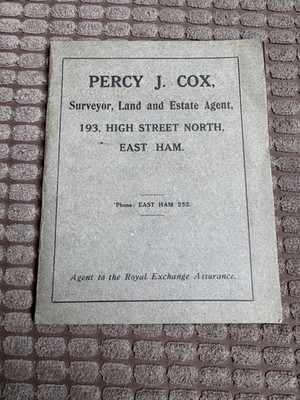 Percy J. Cox East Ham Immobilienmakler Immobilienkatalog 1920er Westcliff Plaistow +