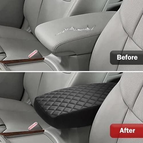 Center Console Armrest Cover for Toyota Avalon 2005-2012, Black Vinyl Leather Foto 4 de 4