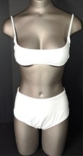   NWT SKIMS Micro Scoop Top Full Brief Bottoms Bikini Swim Suit Set White SNOW S