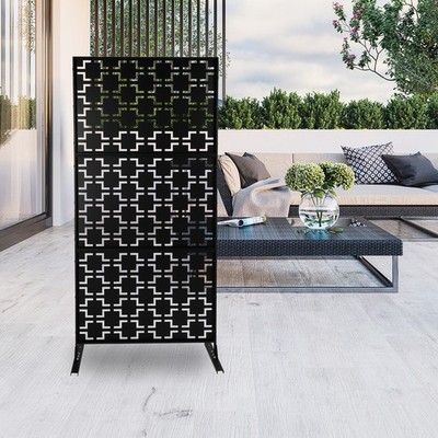 Outdoor Decorative Privacy Screen Panel Planter Wall Metal Fence Panels Black