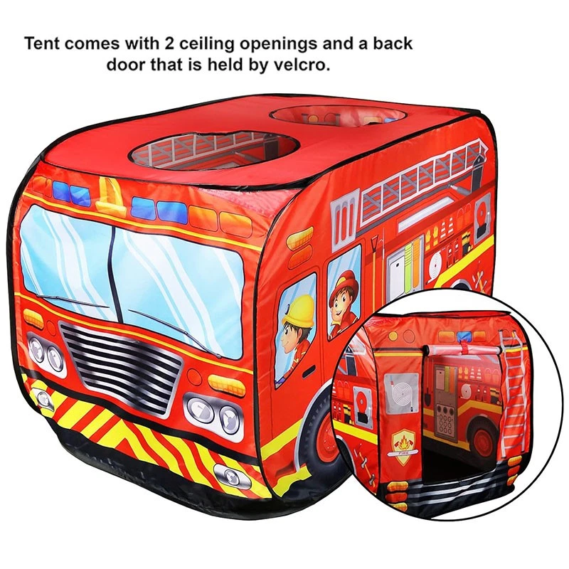 Kids Playhouse Fire Truck Play Tent Pop Up Fire Truck Indoor Outdoor Boys Girls - image 4 of 4