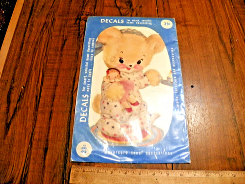 Vintage MEYERCORD DECALS "Bear with Doll & Candle" NOS