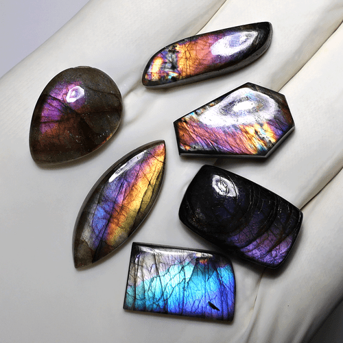 Rainbow Spectrum ~ 6 piezas piedras preciosas cabujón espectrolita natural de alto grado 21 mm-29 mm - Imagen 3 de 10