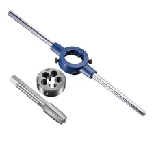 9/16-12 UNC Thread Tap and Round Die Set with 38mm Die Stock Handle Wrench