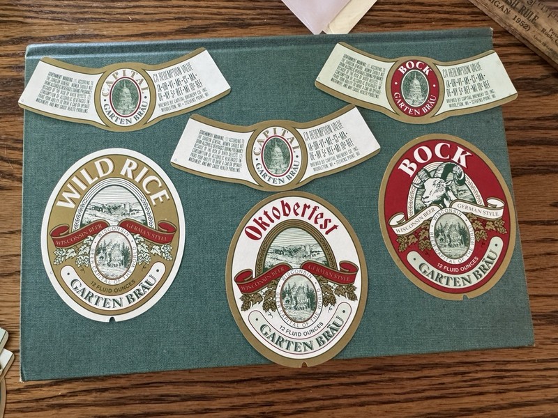 3 Capital Brewing Beer Bottle Labels With Necks Middleton Wis Stevens Pt Wi Bock